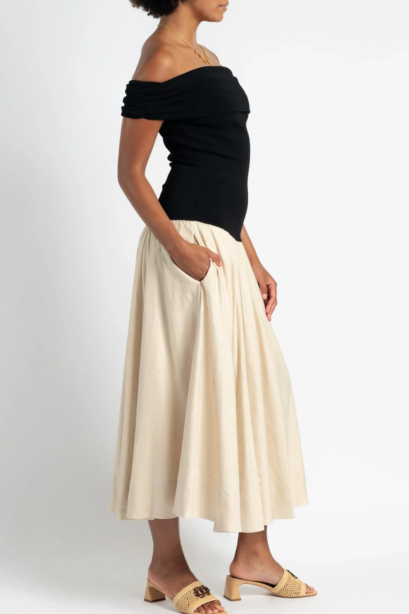 SIMKHAI Adaline Off Shoulder Midi Dress | Midi | Dresses