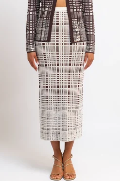 ZANKOV Alina Sequin Check Wool Skirt | Statement Sets | Skirts & Shorts