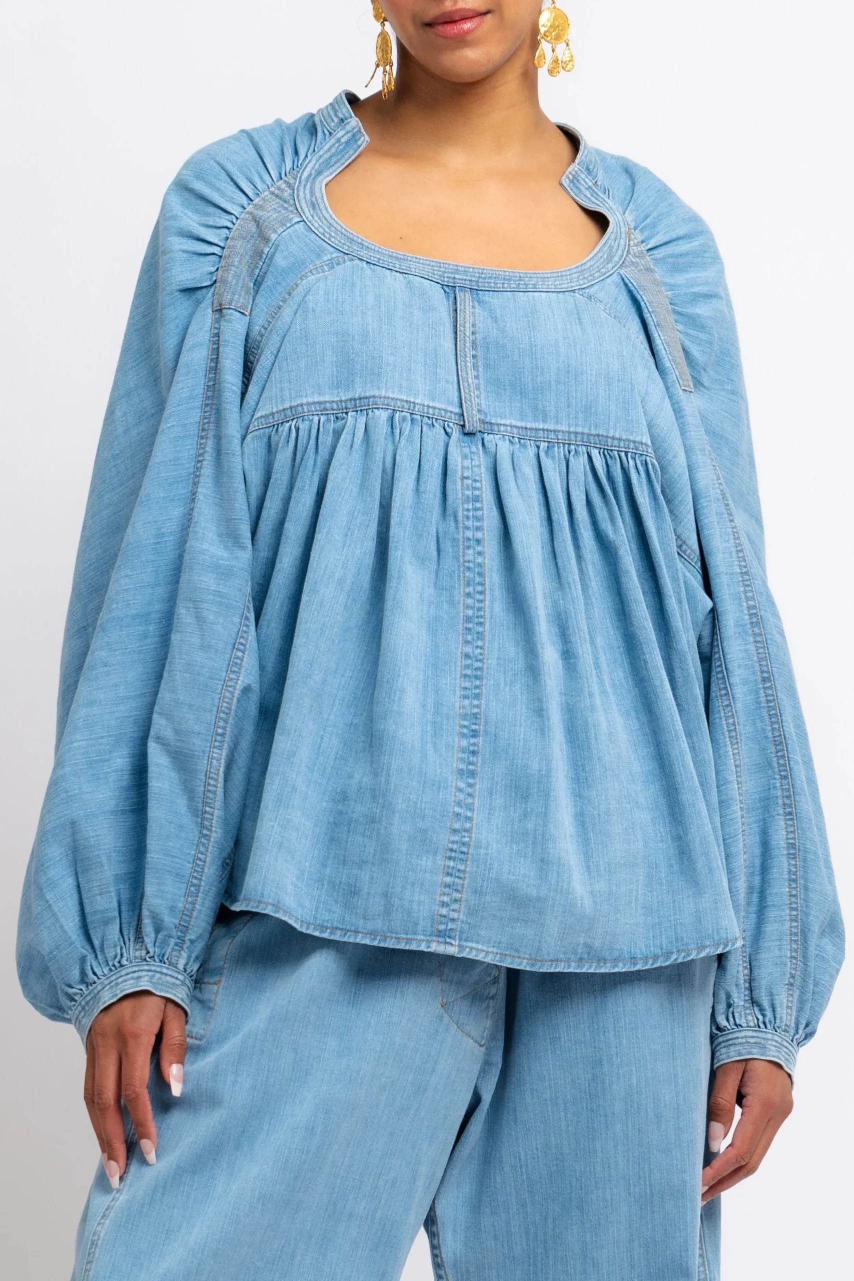 RACHEL COMEY Ancora Top | Denim | Statement Sets
