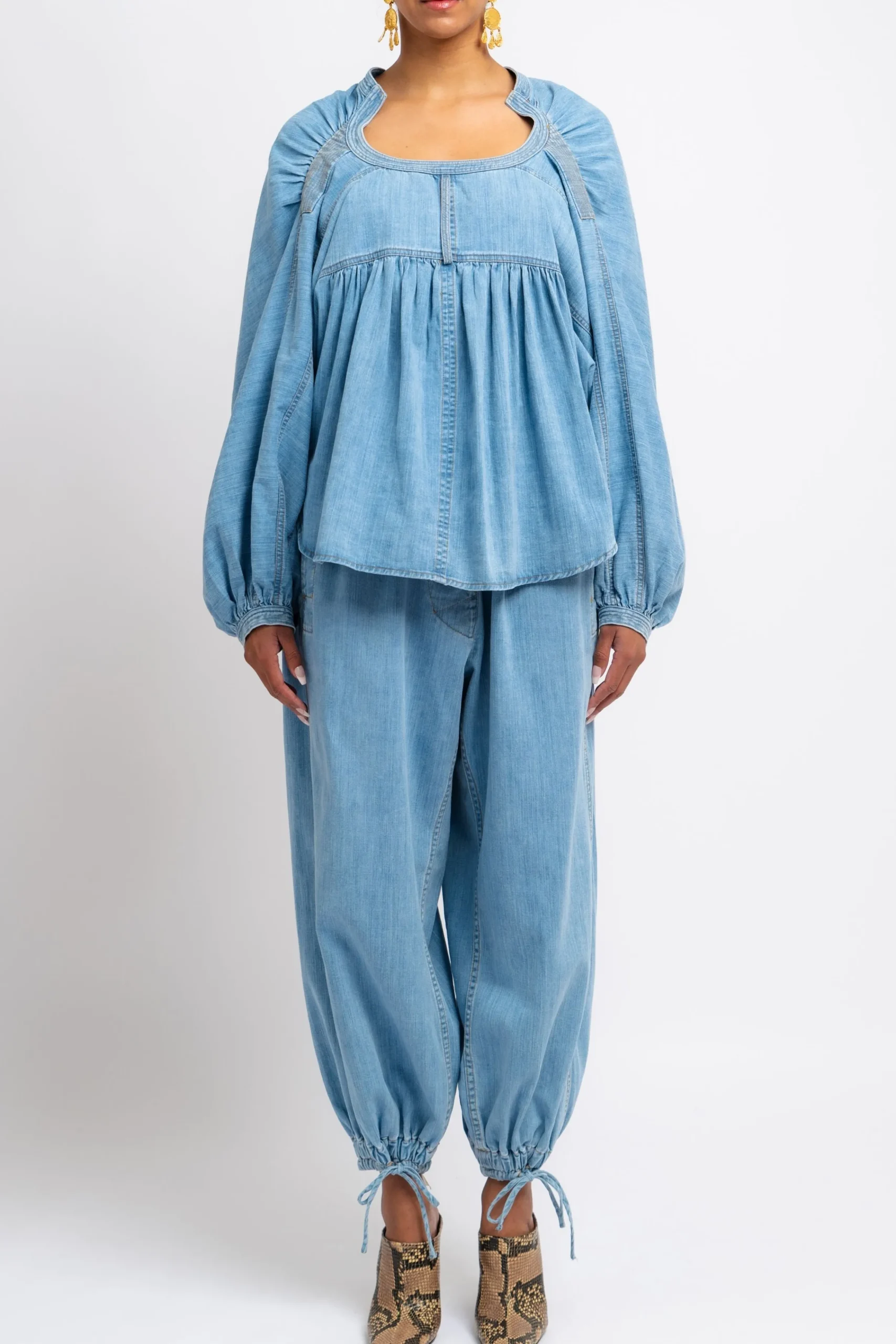 RACHEL COMEY Ancora Top | Denim | Statement Sets