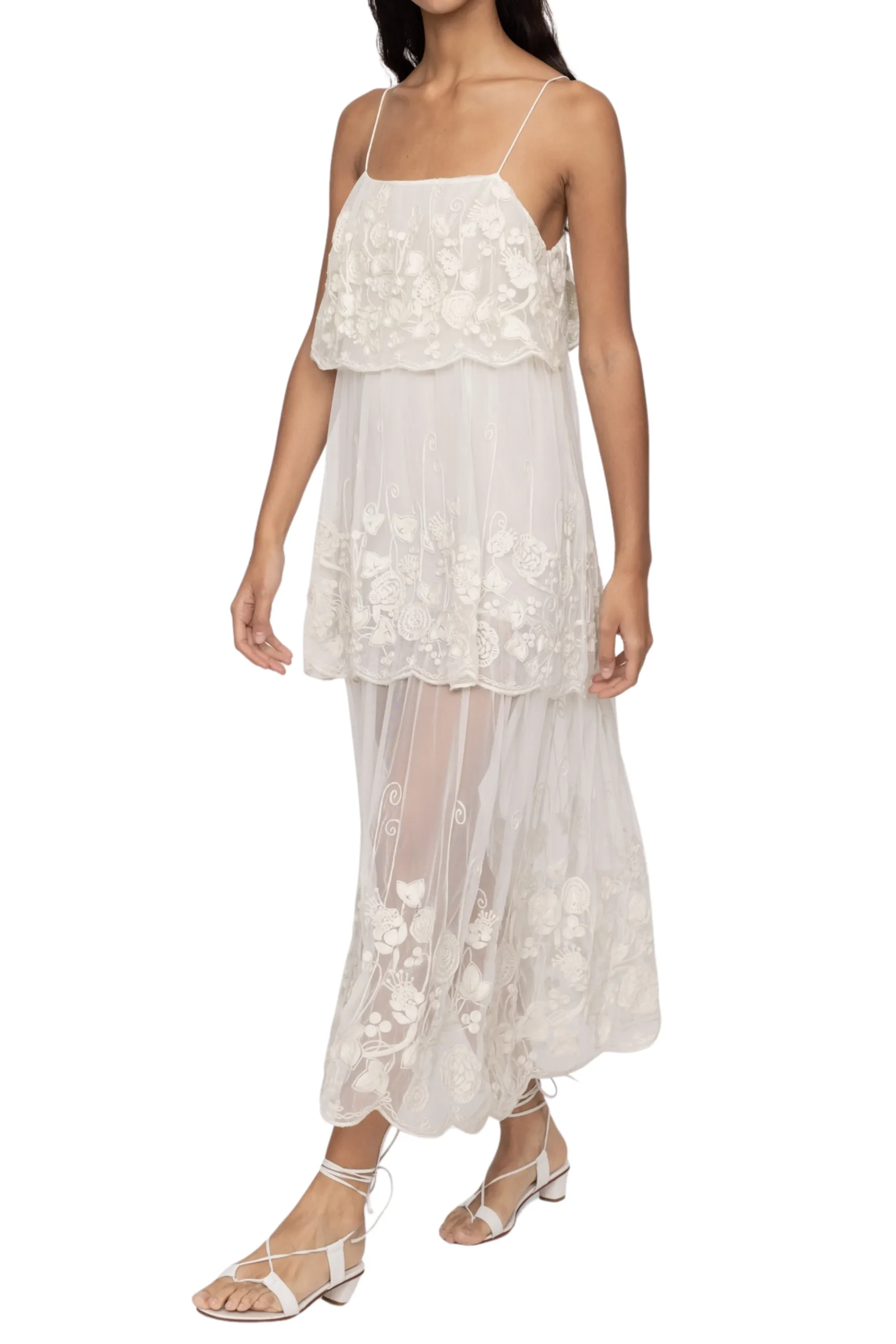 SEA NEW YORK Arielle Lace Tank Tiered Midi Dress | Midi | Cocktail