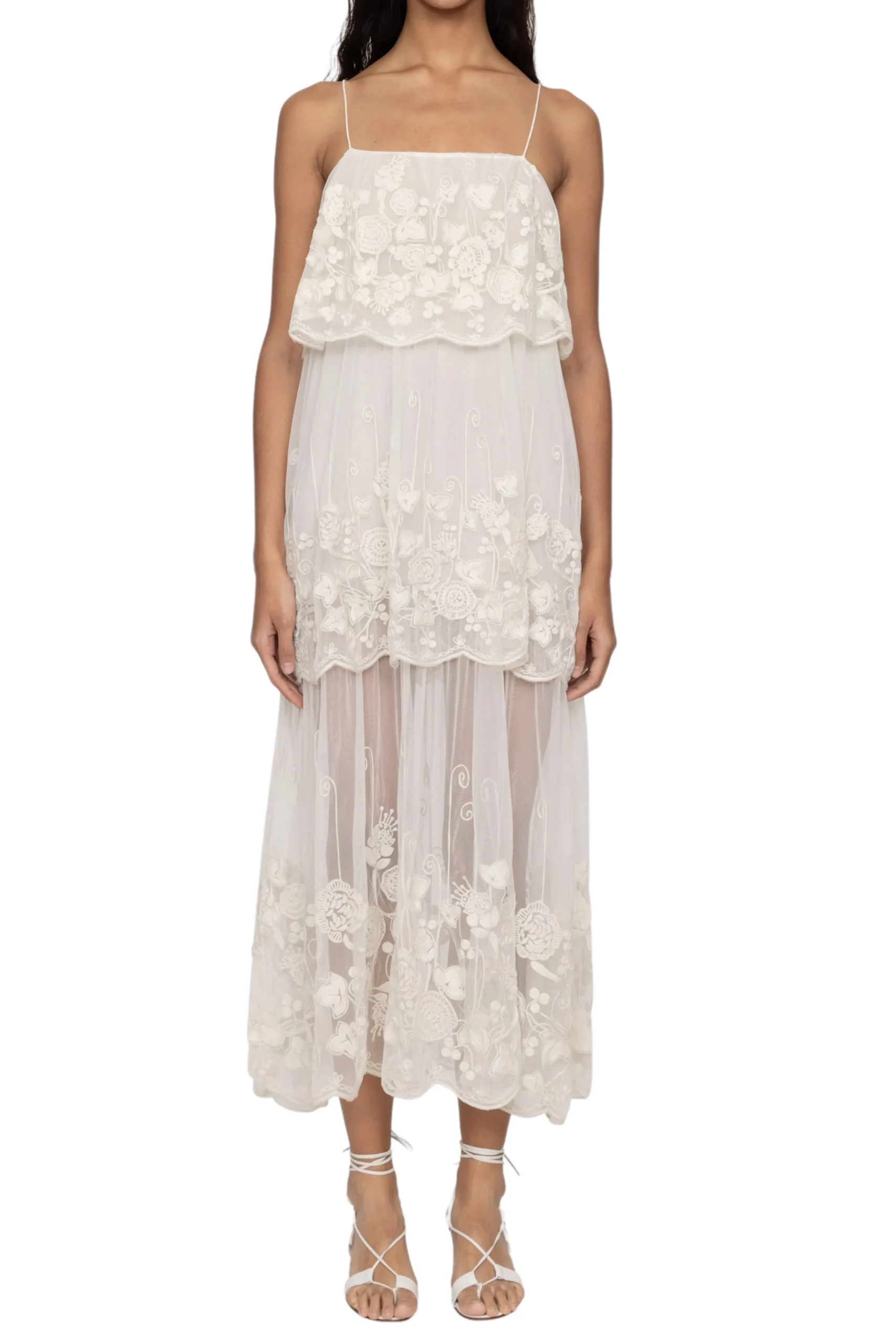 SEA NEW YORK Arielle Lace Tank Tiered Midi Dress | Midi | Cocktail