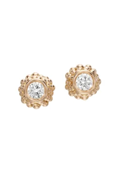 LOLA FENHIRST Beaded Teton Yellow Gold Diamond Earrings | Earrings | Fine Jewelry