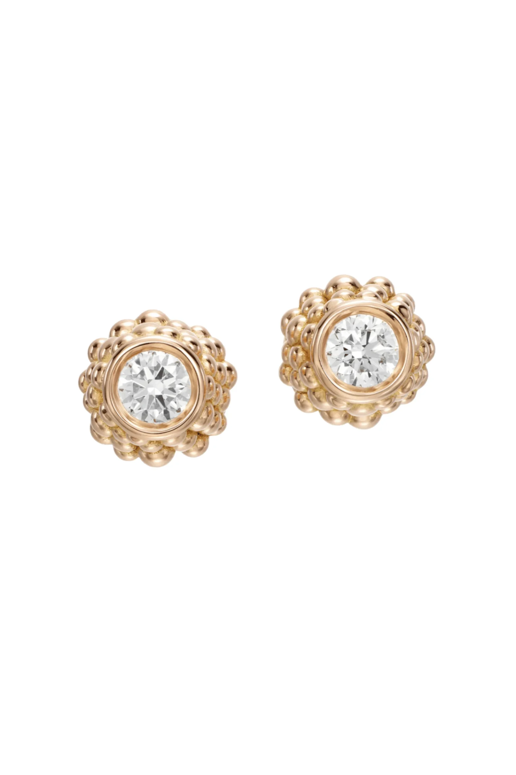 LOLA FENHIRST Beaded Teton Yellow Gold Diamond Earrings | Earrings | Fine Jewelry