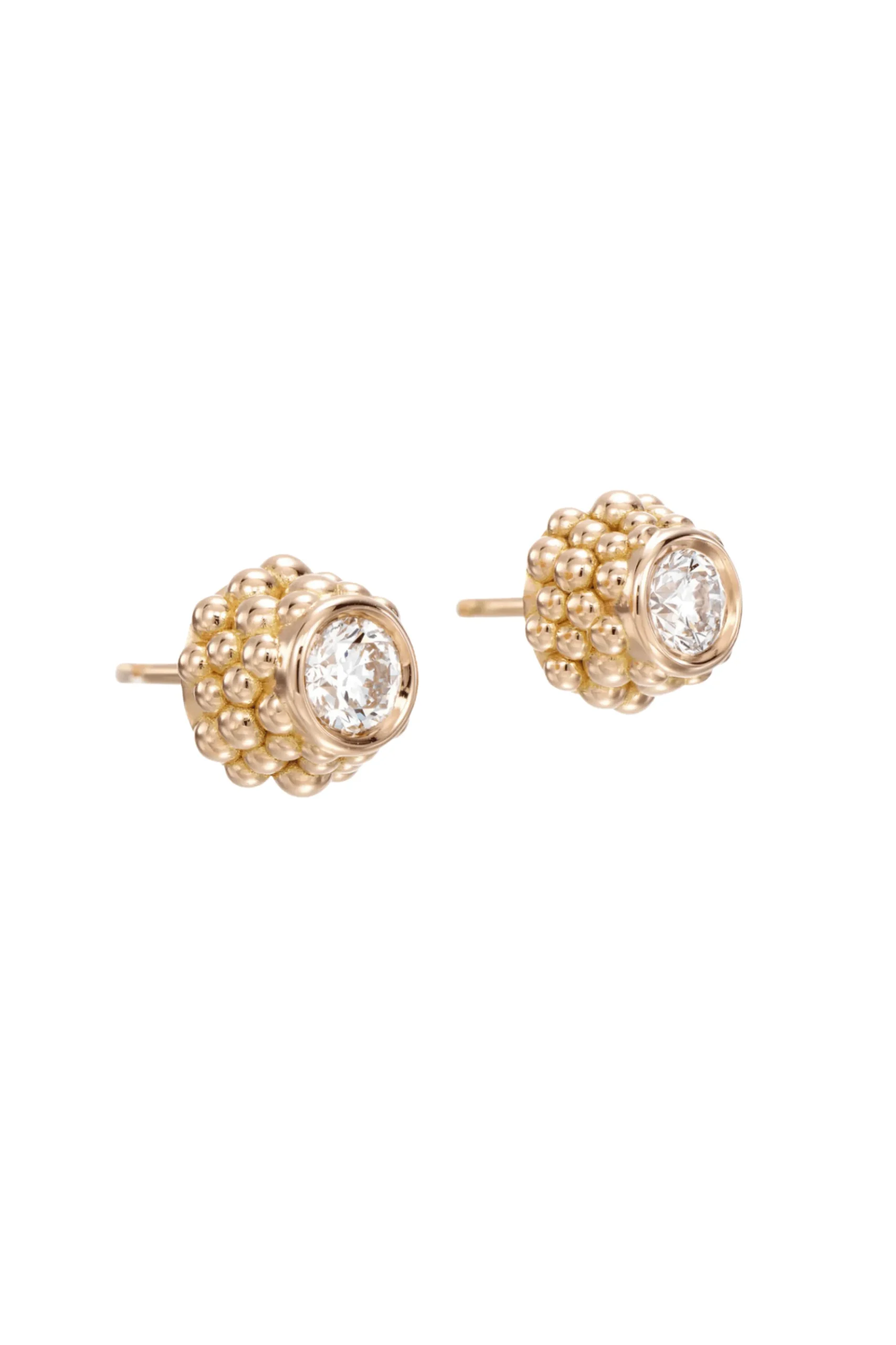 LOLA FENHIRST Beaded Teton Yellow Gold Diamond Earrings | Earrings | Fine Jewelry