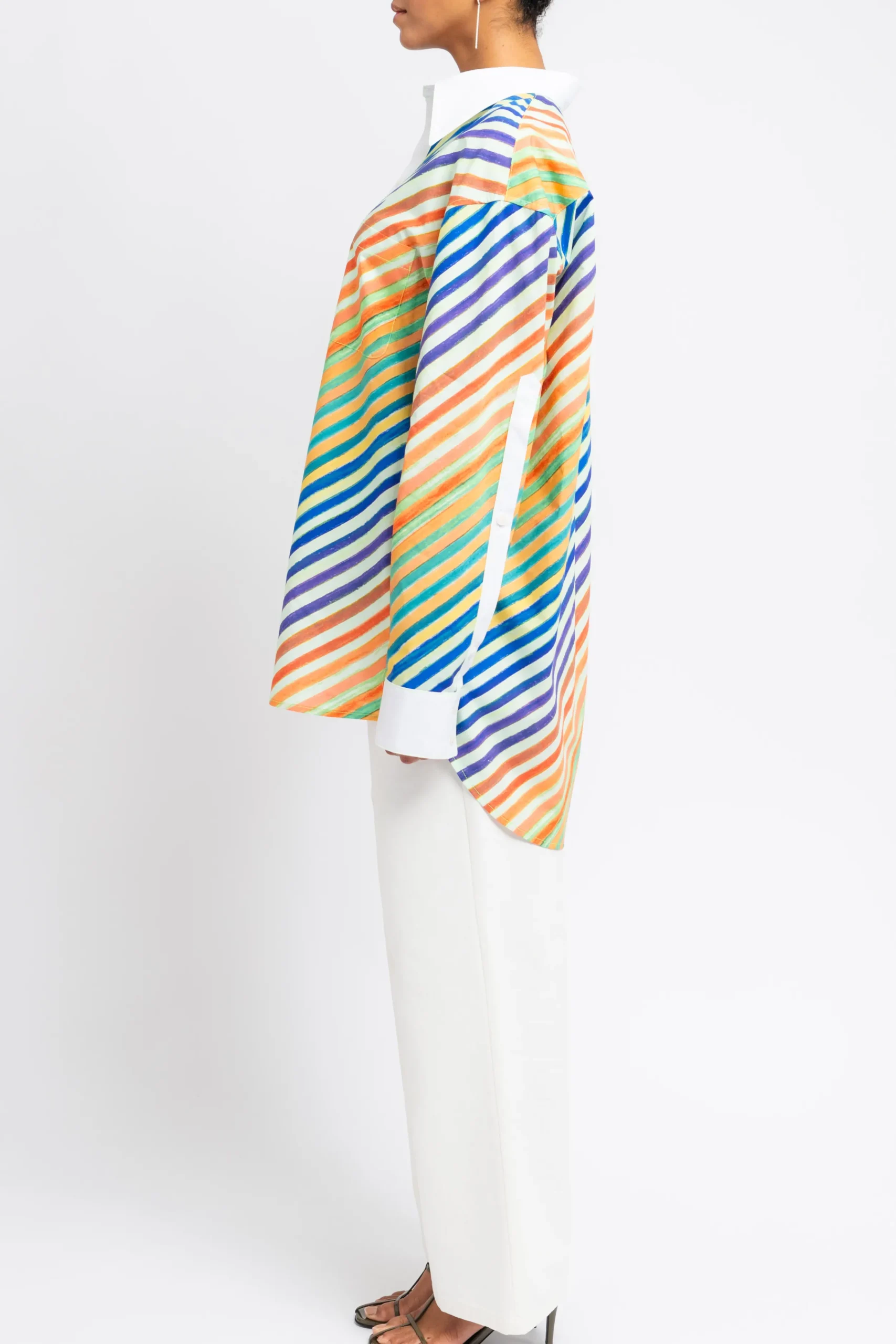 CHRISTOPHER JOHN ROGERS Bias Crayon Stripe Relaxed Shirt | Shirts & Tops