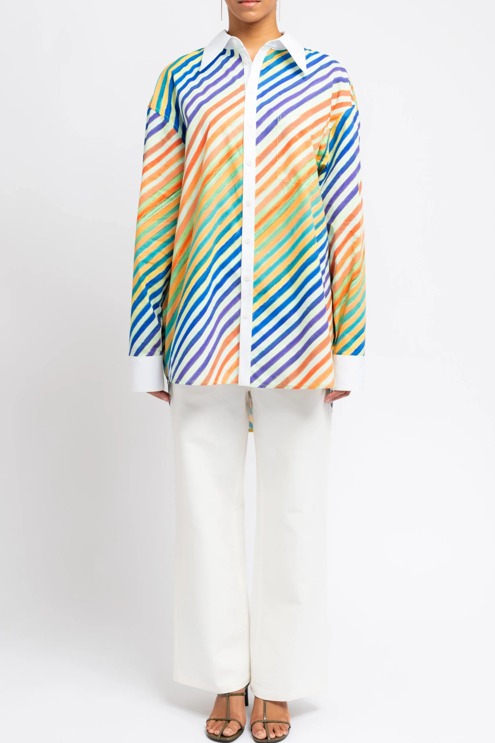 CHRISTOPHER JOHN ROGERS Bias Crayon Stripe Relaxed Shirt | Shirts & Tops