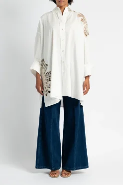 FORTE FORTE Botanical Flower Embroidery Shirt in | Shirts & Tops