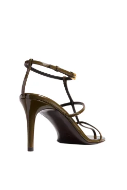 KHAITE Cage Sandal in Dark Olive | Sandals