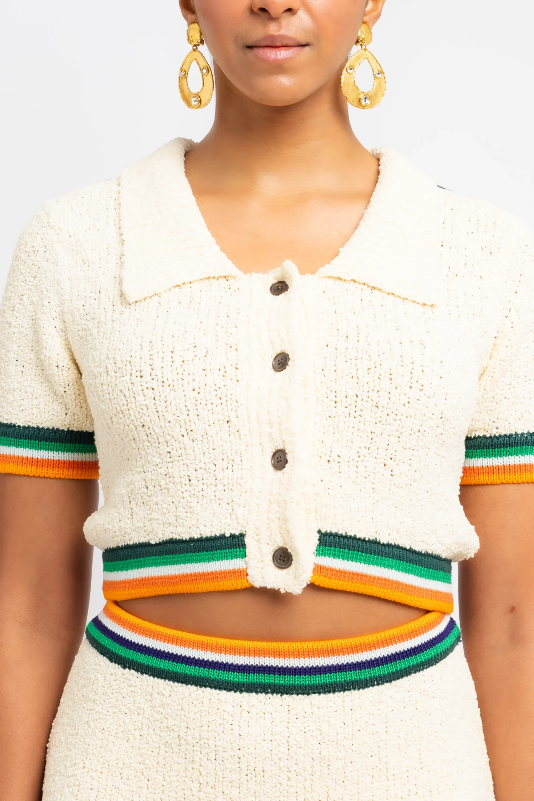 CHRISTOPHER JOHN ROGERS Cropped Boucle虂 Polo | Shirts & Tops | Statement Sets