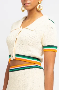 CHRISTOPHER JOHN ROGERS Cropped Boucle虂 Polo | Shirts & Tops | Statement Sets