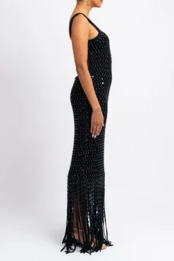 DIOTIMA Crystal Mesh Gala Fringe Gown - | Maxi | Black Tie
