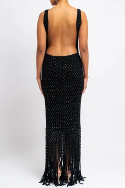 DIOTIMA Crystal Mesh Gala Fringe Gown - | Maxi | Black Tie