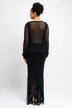 DIOTIMA Crystal Mesh Gala Fringe Gown - | Maxi | Black Tie
