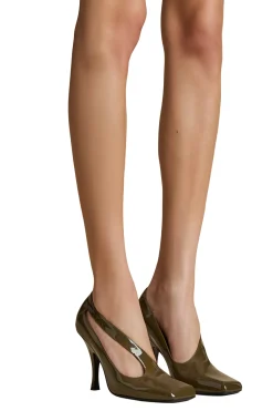 KHAITE Eva Olive Asymmetric Pump | Pumps