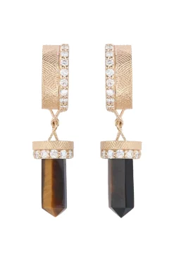 HOUSE OF HARLOW Exclusive Nova Tiger's Eye Crystal Huggies | Earrings
