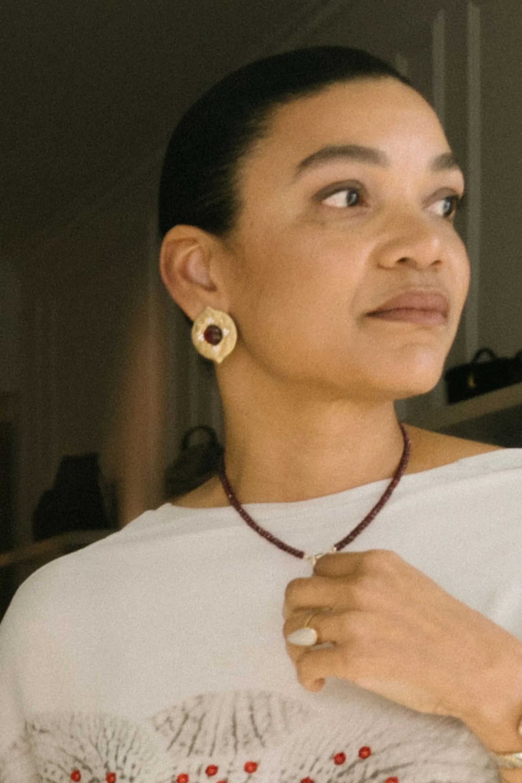 HOUSE OF HARLOW Exclusive The Coin Single Garnet Earring | Earrings