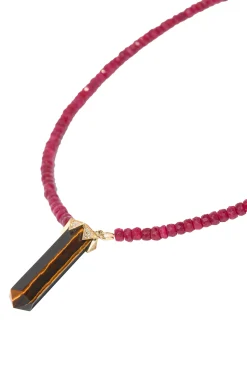 HOUSE OF HARLOW Exclusive Ruby Strand & Tiger's Eye Diamond Crown Necklace | Necklaces