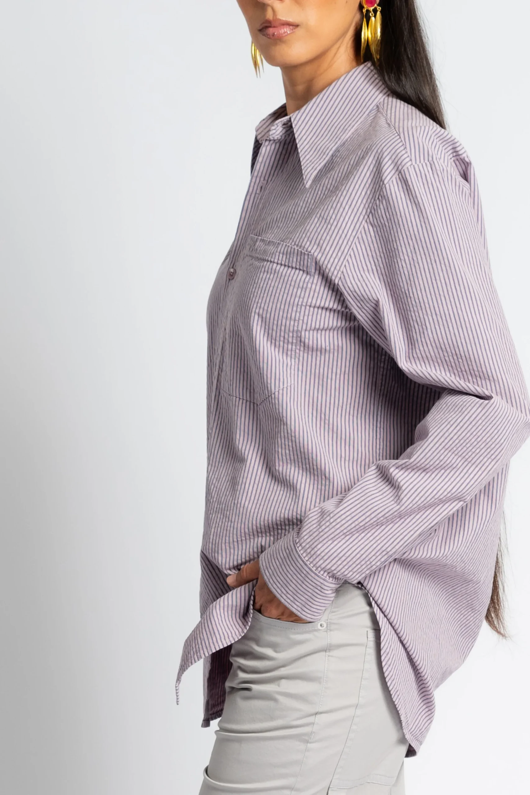 TIBI Garment Dyed Seersucker Classic Shirt | Shirts & Tops