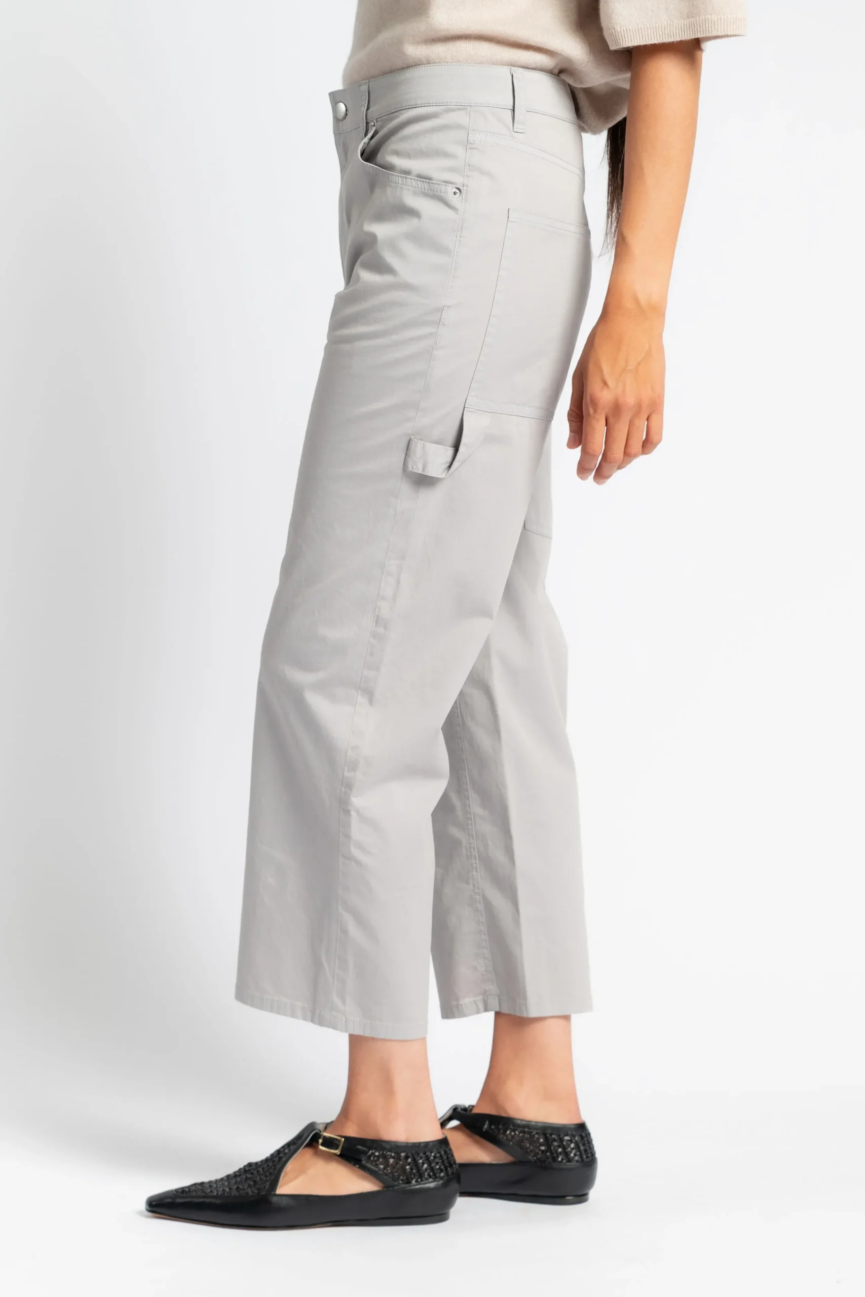 TIBI Garment Dyed Silky Cotton Cropped Slouchy Cargo | Denim