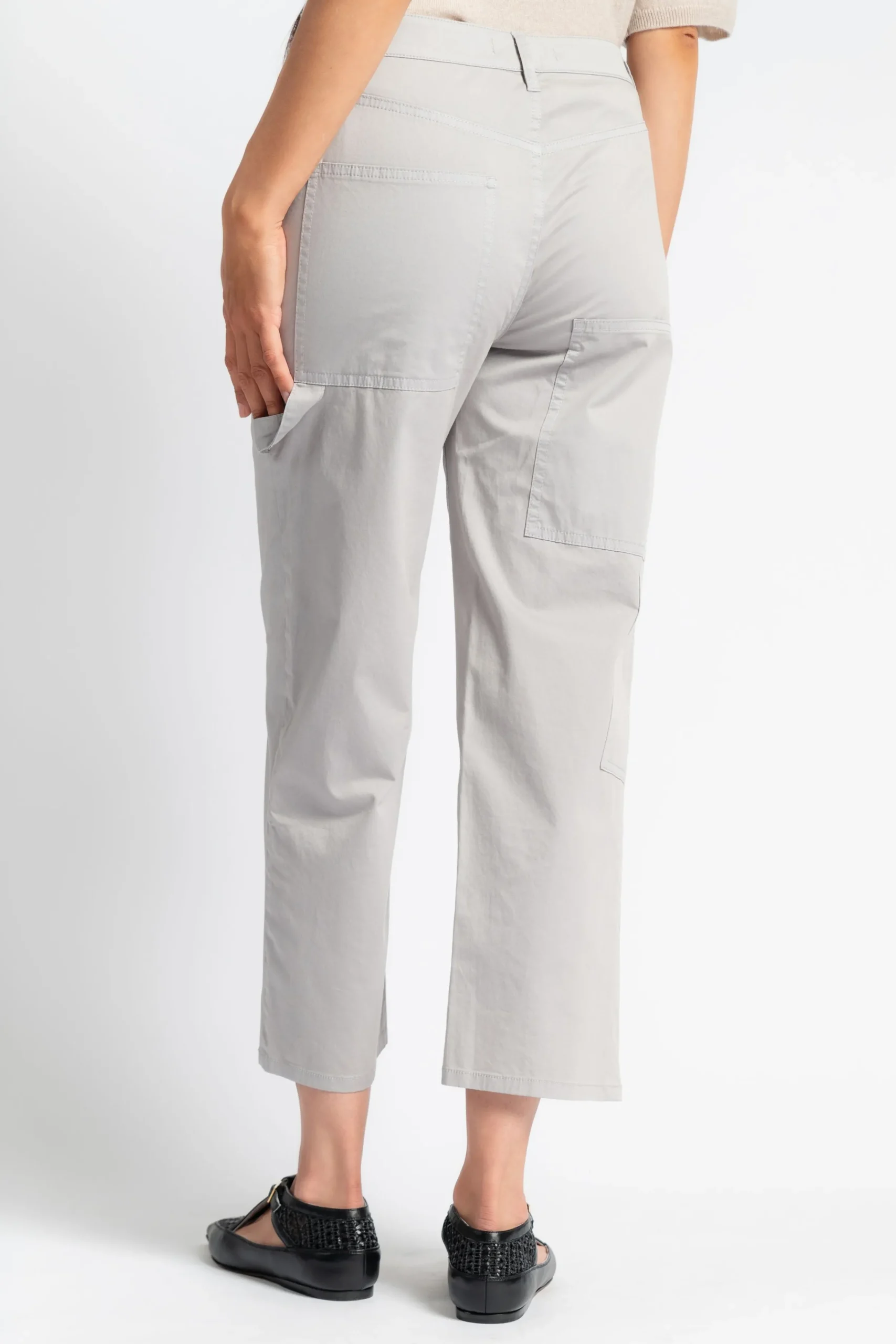 TIBI Garment Dyed Silky Cotton Cropped Slouchy Cargo | Denim