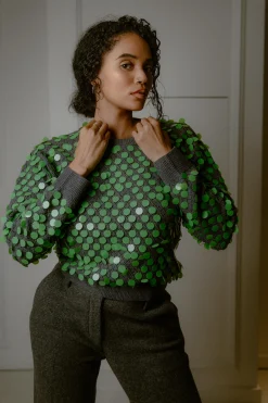 ZANKOV Ilaria Paillette Wool Sweater | Sweaters