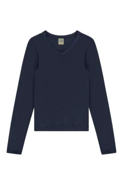 FLORE FLORE Jill Long Sleeve Tee in Navy | Shirts & Tops