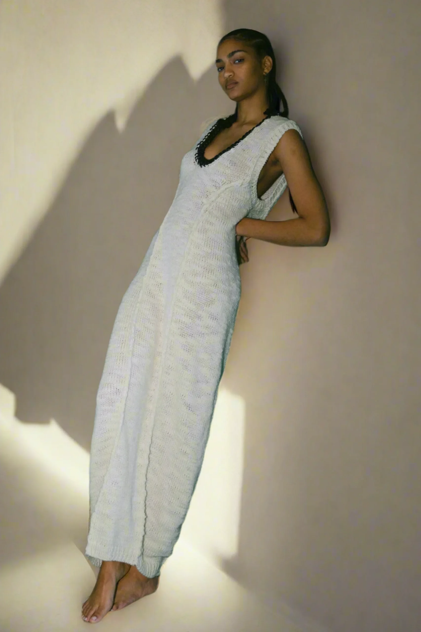 AISLING CAMPS Leather Crochet Cocoon Wool Knit Dress | Knits