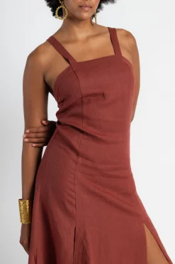 FORTE FORTE Linen Canvas Straps Dress | Maxi | Midi