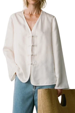 ROHE Mandarin Closure Silk Top | Shirts & Tops