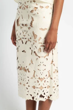 FORTE FORTE Poetic Orchid Embroidery Vegan Leather Skirt | Skirts & Shorts