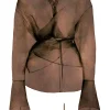 GRACE LING Rust Silk Satin Organza Stitches Wrap Shirt | Statement Sets | Shirts & Tops