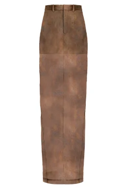 GRACE LING Rust Tailored Silk Maxi Pillar Skirt | Statement Sets | Skirts & Shorts