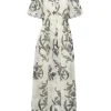 FORTE FORTE Secret Lily Print Linen Silk Gauze Dress | Midi | Prints