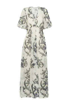FORTE FORTE Secret Lily Print Linen Silk Gauze Dress | Midi | Prints