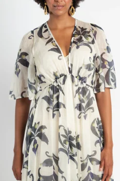FORTE FORTE Secret Lily Print Linen Silk Gauze Dress | Midi | Prints