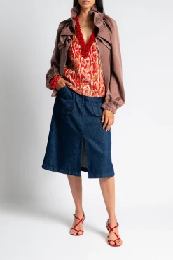 DRIES VAN NOTEN Sheraz Belted Denim Skirt | Skirts & Shorts | Denim