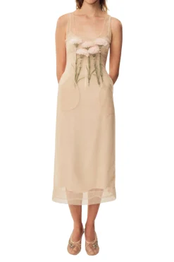 SIMONE ROCHA Stuffed Carnation Square Neck Dart Dress | Midi | Cocktail