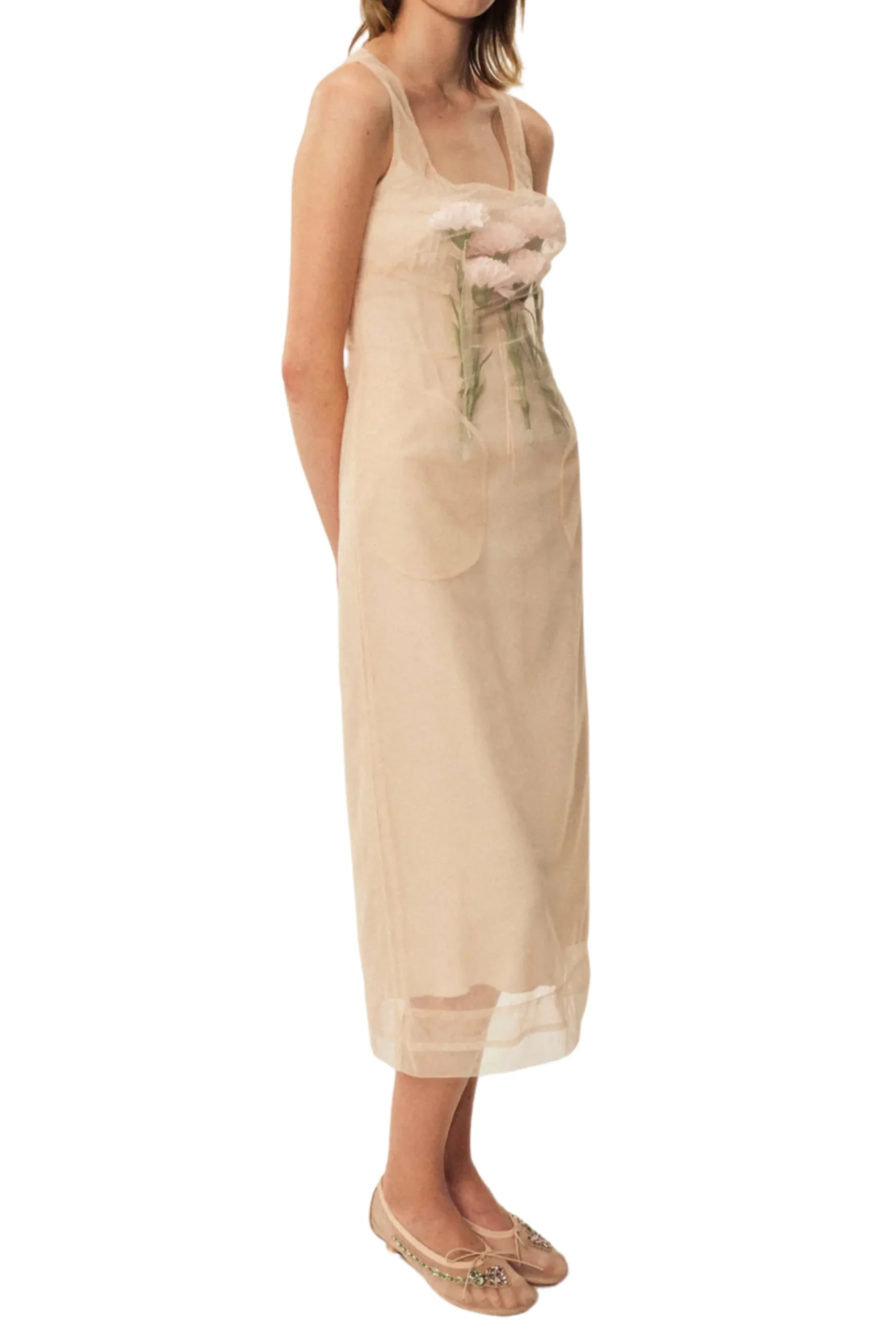 SIMONE ROCHA Stuffed Carnation Square Neck Dart Dress | Midi | Cocktail