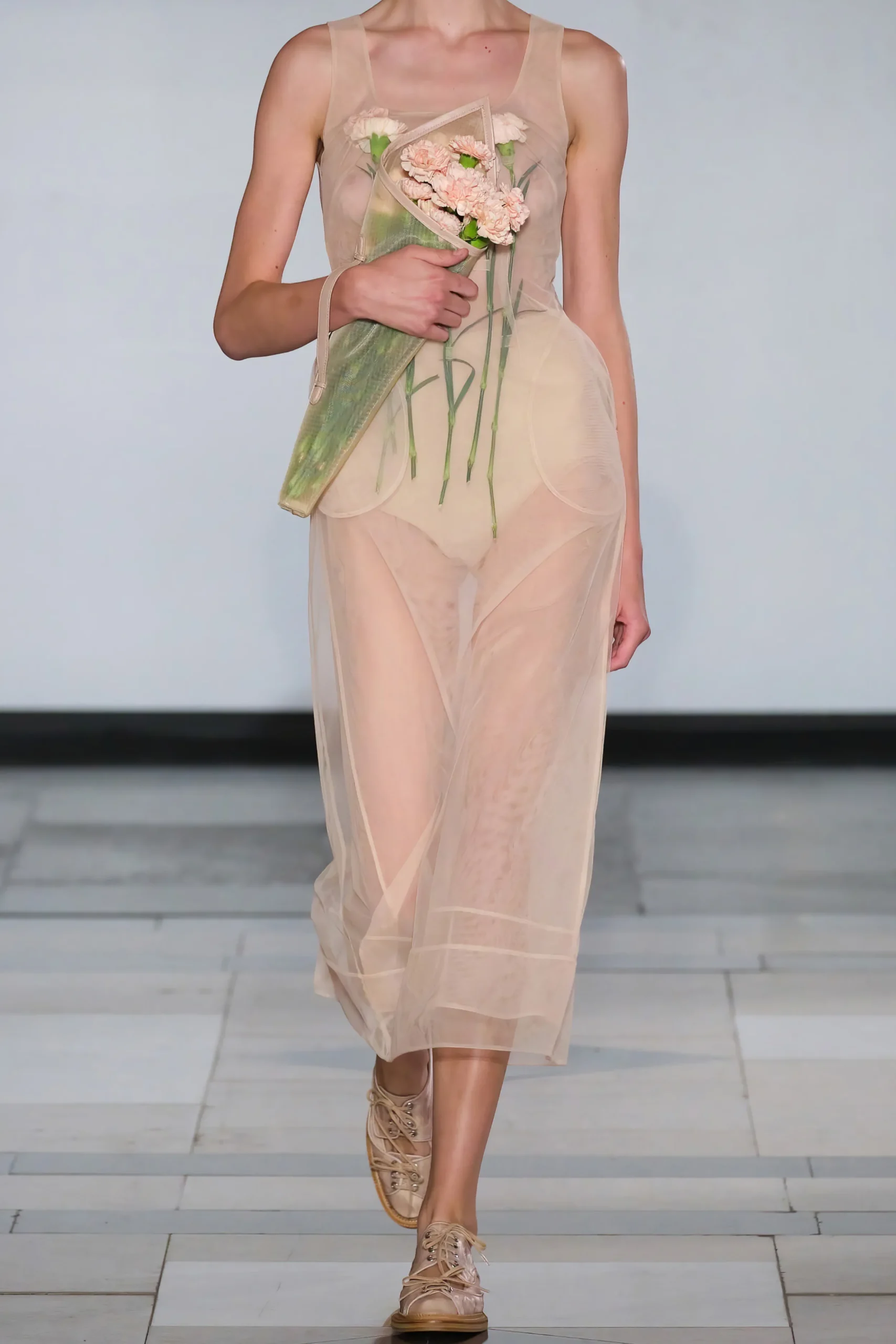 SIMONE ROCHA Stuffed Carnation Square Neck Dart Dress | Midi | Cocktail